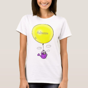 Niedliche Maus in der Gießkanne mit Ballon Cartoon T-Shirt