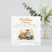 Niedliche Maus in einem Auto Kindergeburtstag Part Einladung (Stehend Vorderseite)