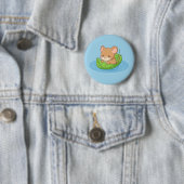 Niedliche Maus in einem Blattboot Blau Button (Beispiel)