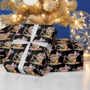 Niedliche Maus in einem Teecup Weihnachten Geschenkpapier