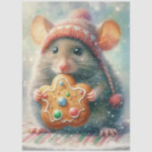 Niedliche Maus in festem Hut mit Cookie-Decoupage Seidenpapier (Vorderseite)