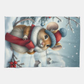 Niedliche Maus in Preppy Winter Attraktion und Hat Geschirrtuch (Horizontal)