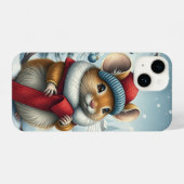 Niedliche Maus in Preppy Winter Attraktion und Hut iPhone Hülle (Rückseite (Horizontal))