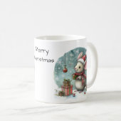 Niedliche Maus in Weihnachtsmannmütze mit verzaube Kaffeetasse (VorderseiteRechts)