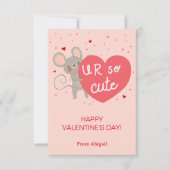 Niedliche Maus Kinder Klassenzimmer Valentinkarte Einladung (Vorderseite)