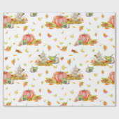 Niedliche Maus, Kürbis und farbenfrohe Muster Geschenkpapier (Flach)