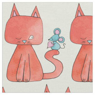 Niedliche Maus Lieben Kitty Cat Stoff