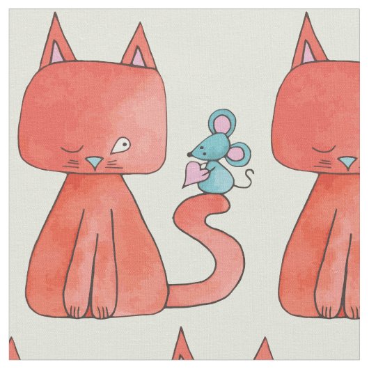 Niedliche Maus Lieben Kitty Cat Stoff (Nahaufnahme)