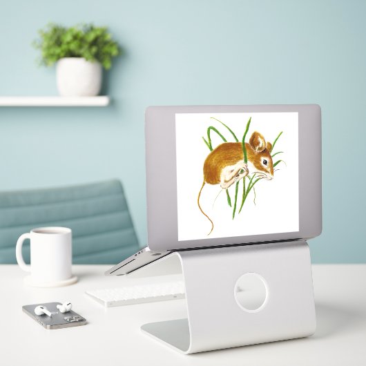 Niedliche Maus Mäuse Aquarell Aufkleber (Laptop auf Schreibtisch)