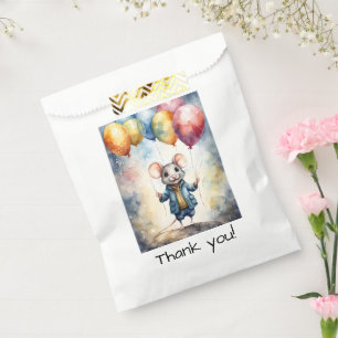 Niedliche Maus mit bunten Ballons, Brauch zum Gebu Geschenktütchen
