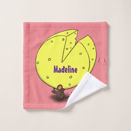 Niedliche Maus mit Cartoon-Abbildung Badhandtuch Set (Waschlappen)