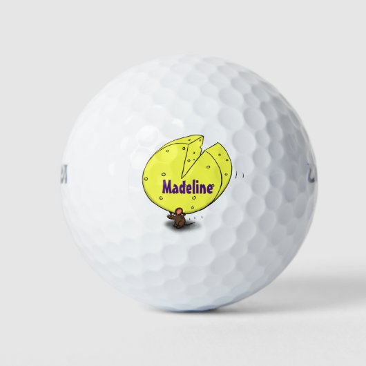 Niedliche Maus mit Cartoon-Abbildung Golfball (Vorderseite)