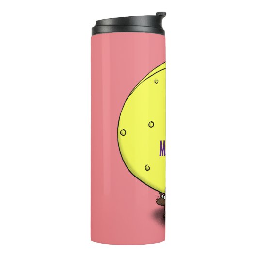 Niedliche Maus mit Cartoon-Abbildung Thermosbecher (Nach links gedreht)