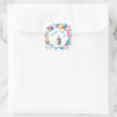 Niedliche Maus mit einem Party-Hutsticker Quadratischer Aufkleber (Tasche)