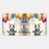 Niedliche Maus mit farbigen Ballons, personalisier Banner (Horizontal)