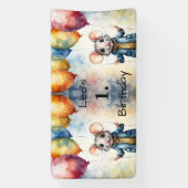 Niedliche Maus mit farbigen Ballons, personalisier Banner (Vertikal)