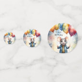 Niedliche Maus mit farbigen Ballons, personalisier Konfetti (Vorderseiten)