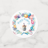 Niedliche Maus mit Party-Hut Konfetti (Klein Vorderseite)