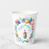 Niedliche Maus mit Party-Hut Pappbecher (Rückseite)