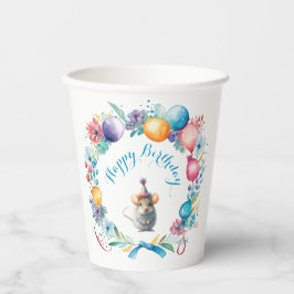 Niedliche Maus mit Party-Hut Pappbecher