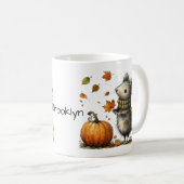 Niedliche Maus mit Pumpkin und Blätter fallen ästh Kaffeetasse (VorderseiteRechts)