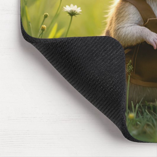 Niedliche Maus mit weißer Daisy Mousepad (Ecke)