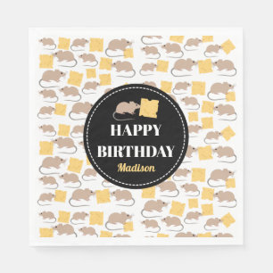 Niedliche Maus Rodent essen Käse Geburtstag Serviette