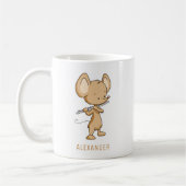 Niedliche Maus spielen Flute Personalisiert Kaffeetasse (Links)