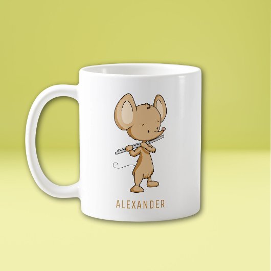 Niedliche Maus spielen Flute Personalisiert Kaffeetasse