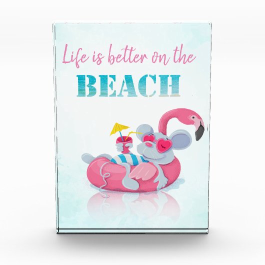 Niedliche Maus Stilvoller Strand Fotoblock (Vorderseite)