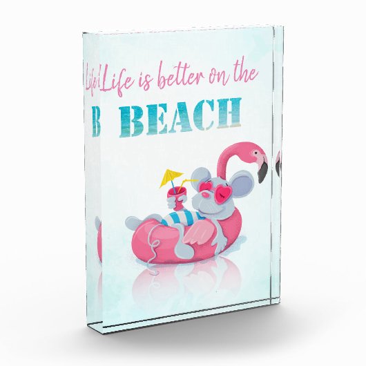 Niedliche Maus Stilvoller Strand Fotoblock (Links)