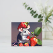 Niedliche Maus Strawberry Postkarte (Stehend Vorderseite)