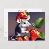 Niedliche Maus Strawberry Postkarte (Vorne/Hinten)