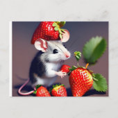 Niedliche Maus Strawberry Postkarte (Vorderseite)