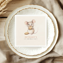 Niedliche Maus und Cookies 5. Geburtstagsparty Serviette