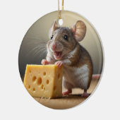 Niedliche Maus und Käse Keramik Ornament (Links)