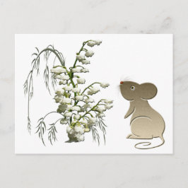 Niedliche Maus und Lilie des Tals Postkarte