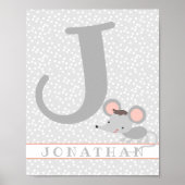 Niedliche Maus und Punkte Personalisiertes Kinderz Poster (Vorne)