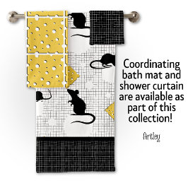 Niedliche Maus und Schweizer Käse Bubbles Schwarze Badhandtuch Set