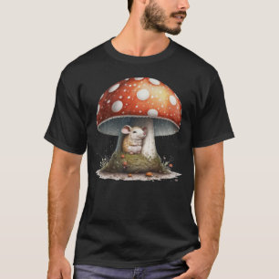 Niedliche Maus unter einem Pilz im Regen 1 T-Shirt