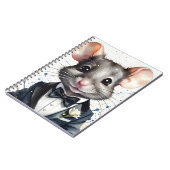 Niedliche Maus Wasserfarbe Tuxedo Schwarzer Bow Kr Notizblock (Linke Seite)