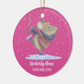Niedliche Maus Weihnachten Rat Snowy Winterurlaub Keramik Ornament (Links)