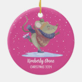 Niedliche Maus Weihnachten Rat Snowy Winterurlaub Keramik Ornament (Hinten)