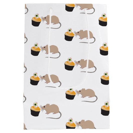 Niedliche Maus zu Halloween Eyeball Cupcake Mittlere Geschenktüte (Rückseite)