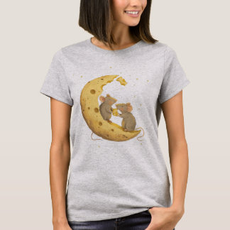 Niedliche Mäuse auf dem Mond T-Shirt