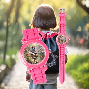 Niedliche Mäuse auf dem Weg zur Schule Armbanduhr