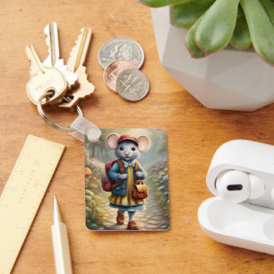 Niedliche Mäuse auf dem Weg zur Schule, personalis Schlüsselanhänger