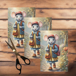 Niedliche Mäuse auf dem Weg zur Schule Seidenpapier