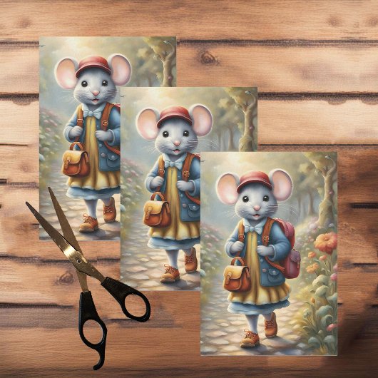 Niedliche Mäuse auf dem Weg zur Schule Seidenpapier