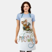 Niedliche Mäuse auf Sleigh Jingle Der ganze Weg Gl Schürze (Getragen)